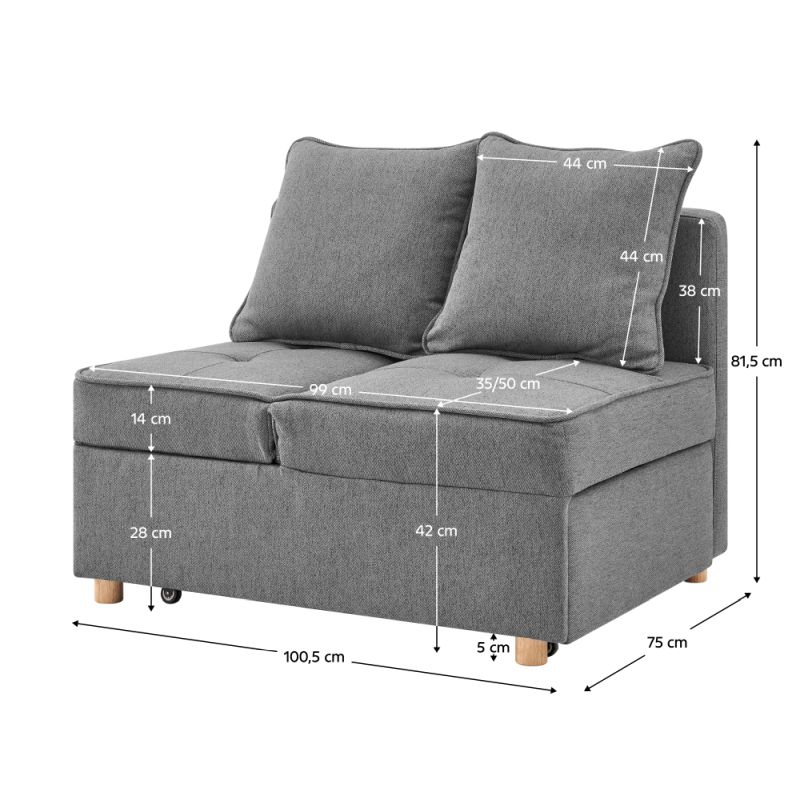 Rozkladacia pohovka, sivá látka, OSVALDO