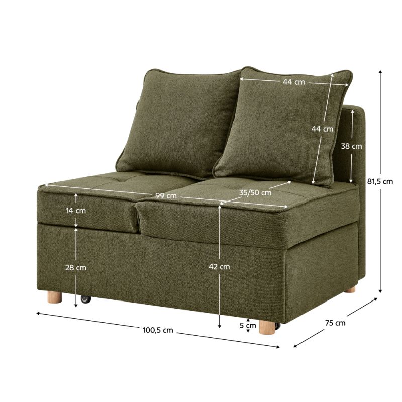 Rozkladacia pohovka, zelená látka, OSVALDO