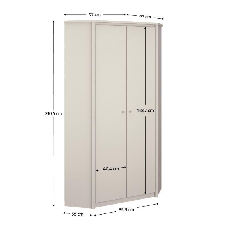 Rohová skriňa, 97cm, kombinovaná, kašmír, KAROS 2D