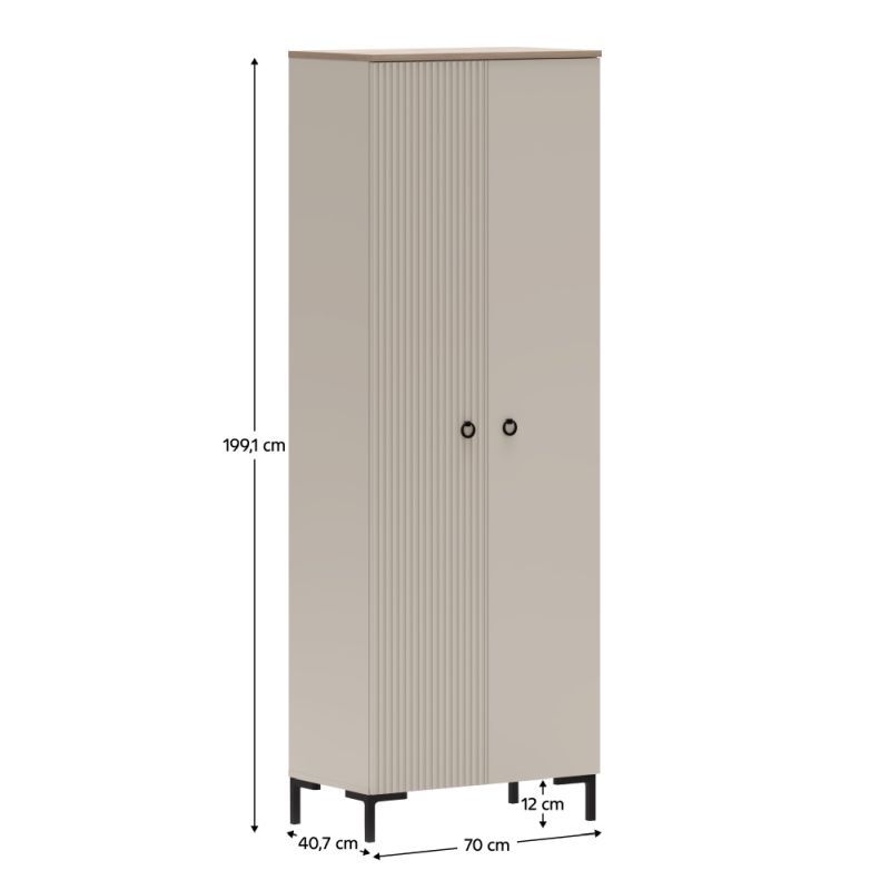 Skriňa, vešiaková, 70cm, sivohnedá Taupe, dub silverjack, DOMCA 2D