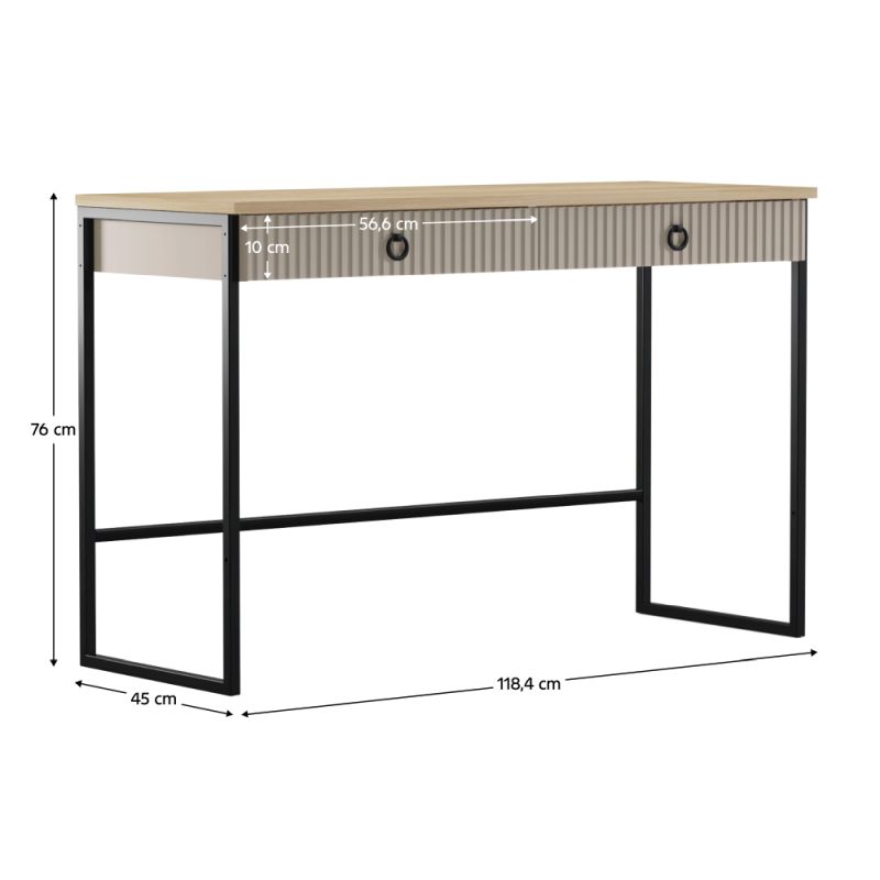 Toaletný stolík, 118cm, sivohnedý Taupe, dub silverjack, DOMCA 2S