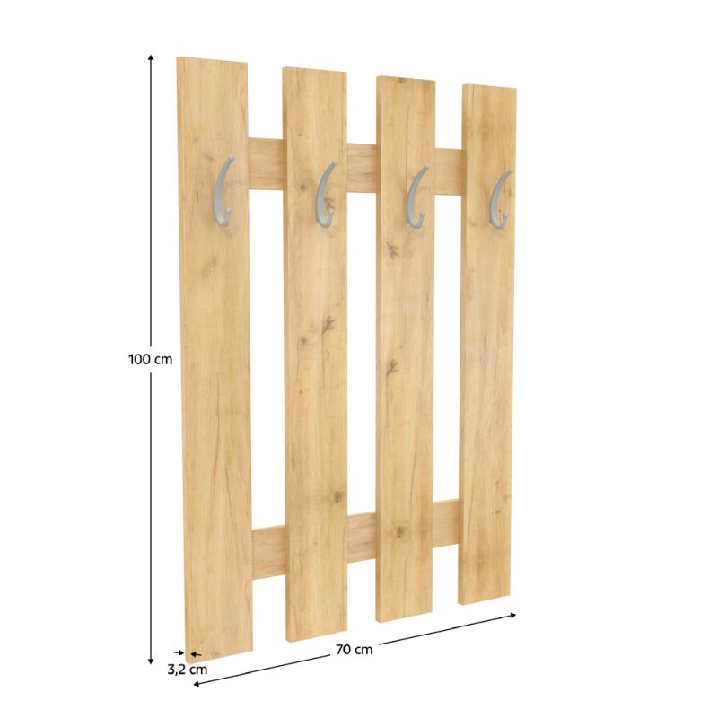 Vešiaková stena, 70cm, dub artisan, KORADO NEW KV11