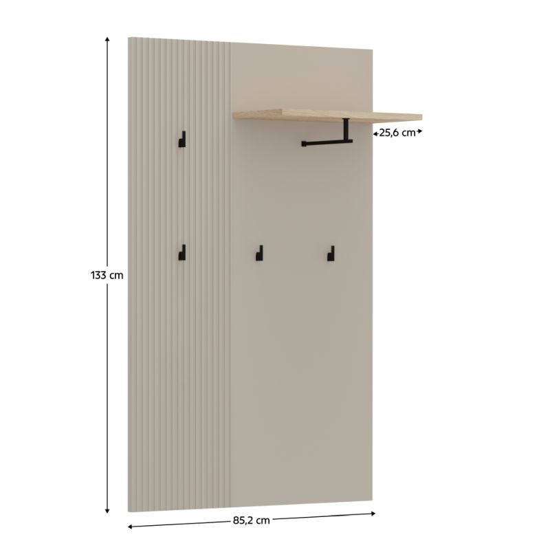 Vešiakový panel 85, sivohnedý Taupe, dub silverjack, DOMCA