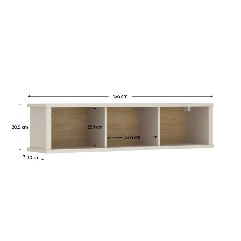 Polica závesná, 126cm, kašmír, dub evoke, KAROS