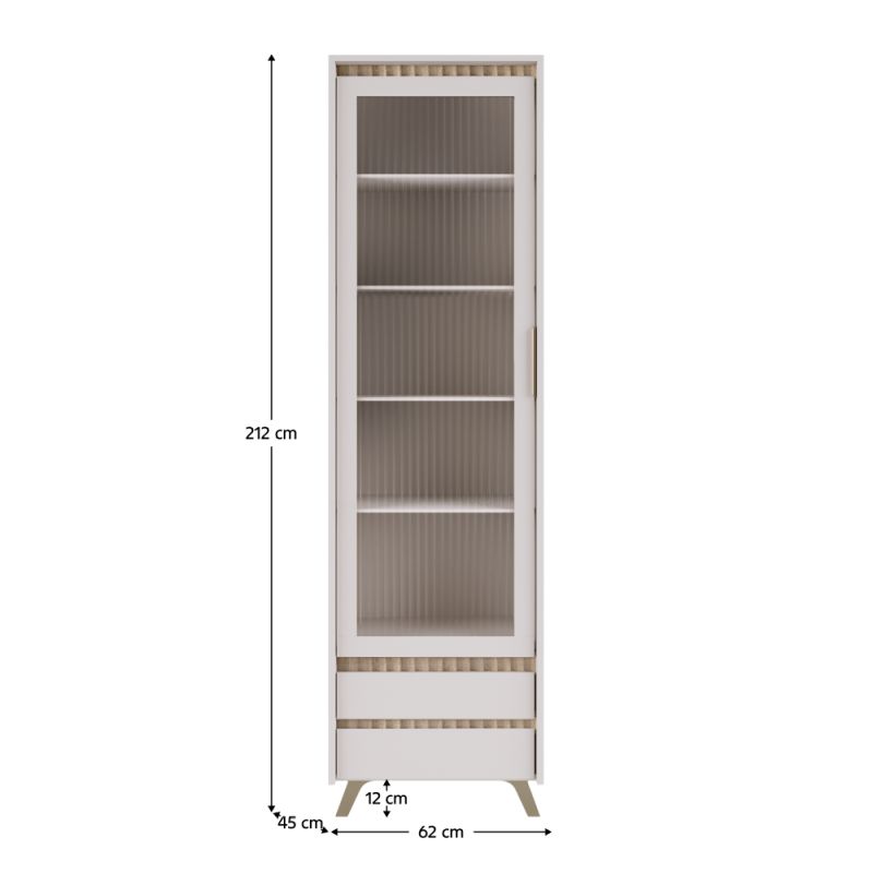 Vitrína, 62cm, kašmír, dub sonoma, LONGY REG1W2S