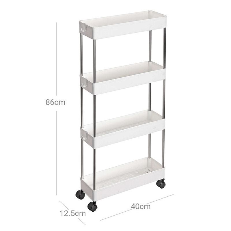 Pojazdný úložný vozík, 40cm, plast, biely, APV-E1008 WT