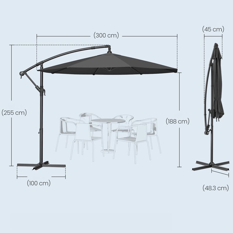 Záhradný slnečník, sivý, kov, ASL-E1116 GREY