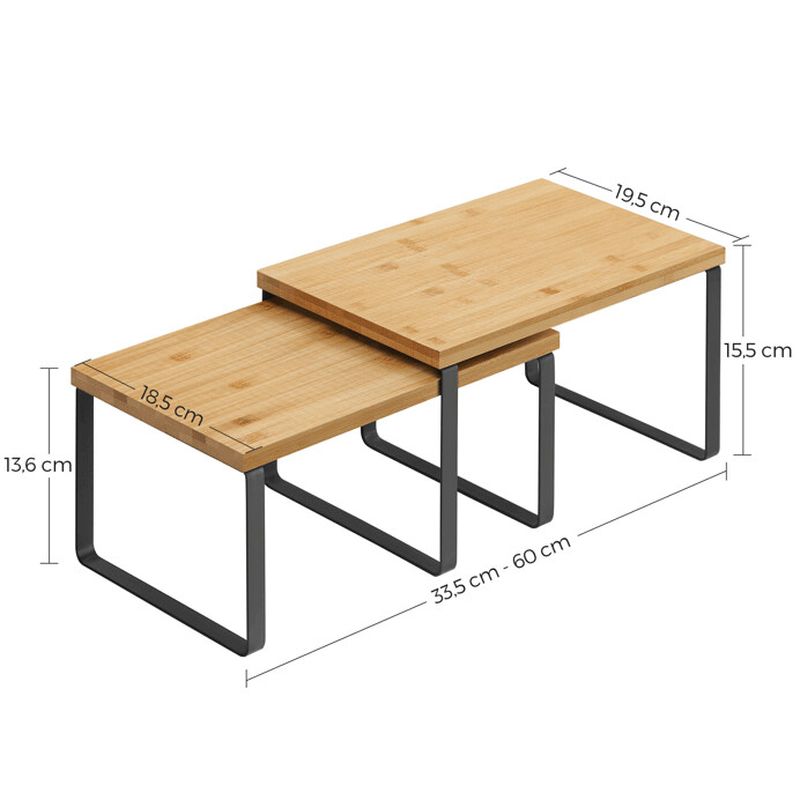 Set poličiek, 30cm, bambus, prírodná, AUK-E1002 BK