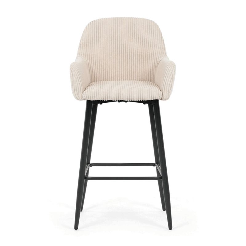 Barová stolička, béžová látka, nohy čierne, AUB-V4009 CRM6
