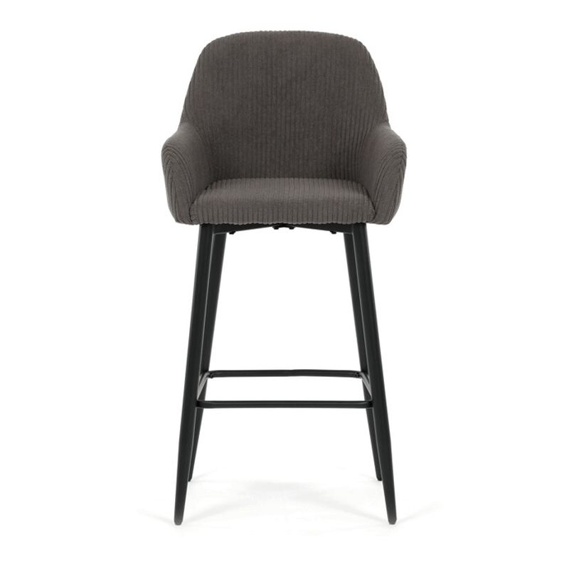 Barová stolička, sivá látka, nohy čierne, AUB-V4009 GREY6
