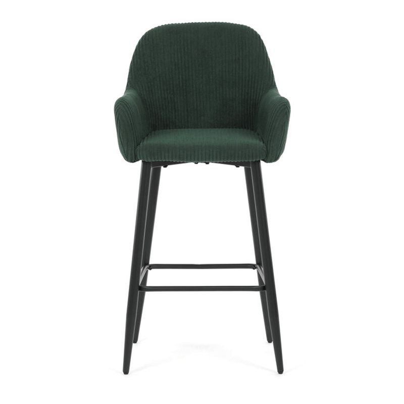 Barová stolička, zelená látka, nohy čierne, AUB-V4009 GRN6