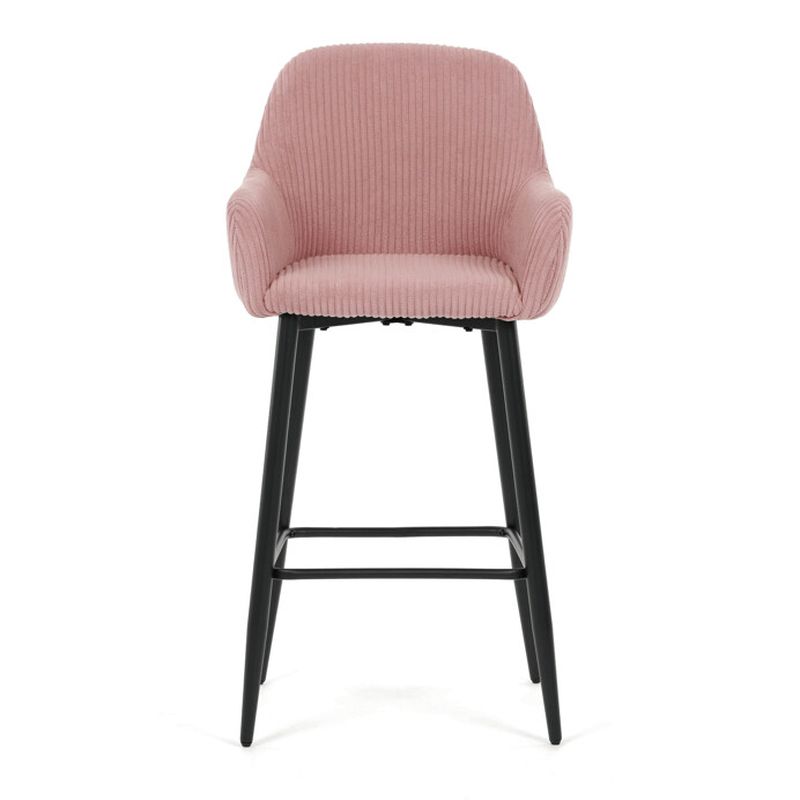Barová stolička, ružová látka, nohy čierne, AUB-V4009 PINK6