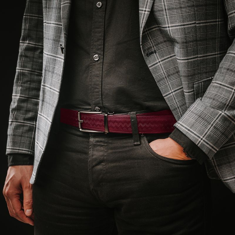 Kožený opasok BLACK CLOSE, Bordový