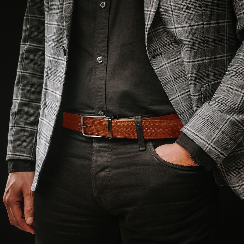 Kožený opasok BLACK CLOSE, Koňakový