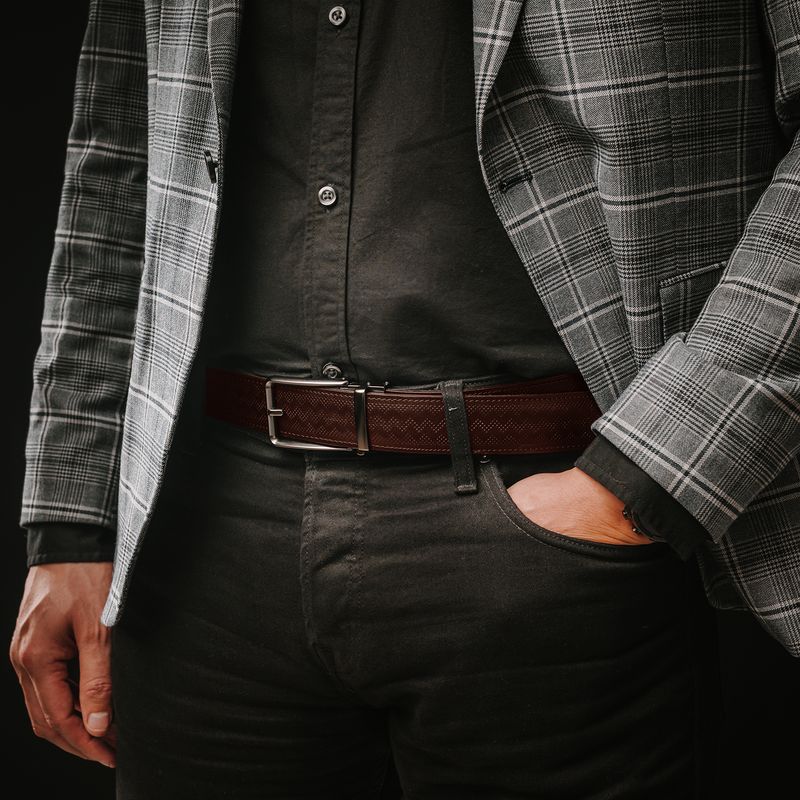 Kožený opasok BLACK CLOSE, Tmavo hnedý