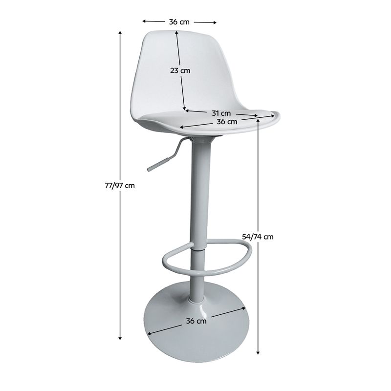 Barová stolička, biela ekokoža, noha biela, DOBBY NEW