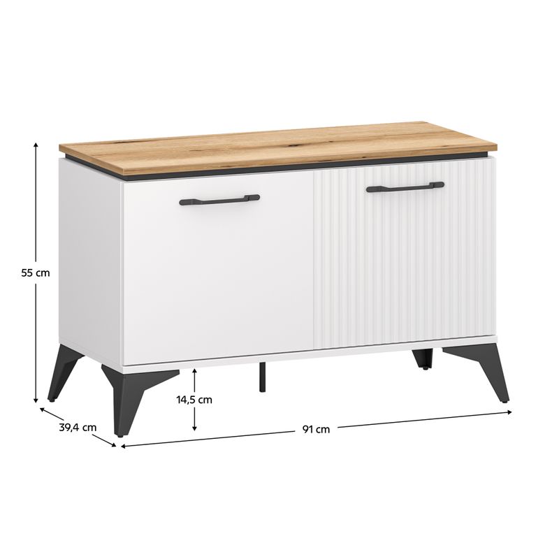 Botník, 91cm, biely, dub evoke, VELIS 2D