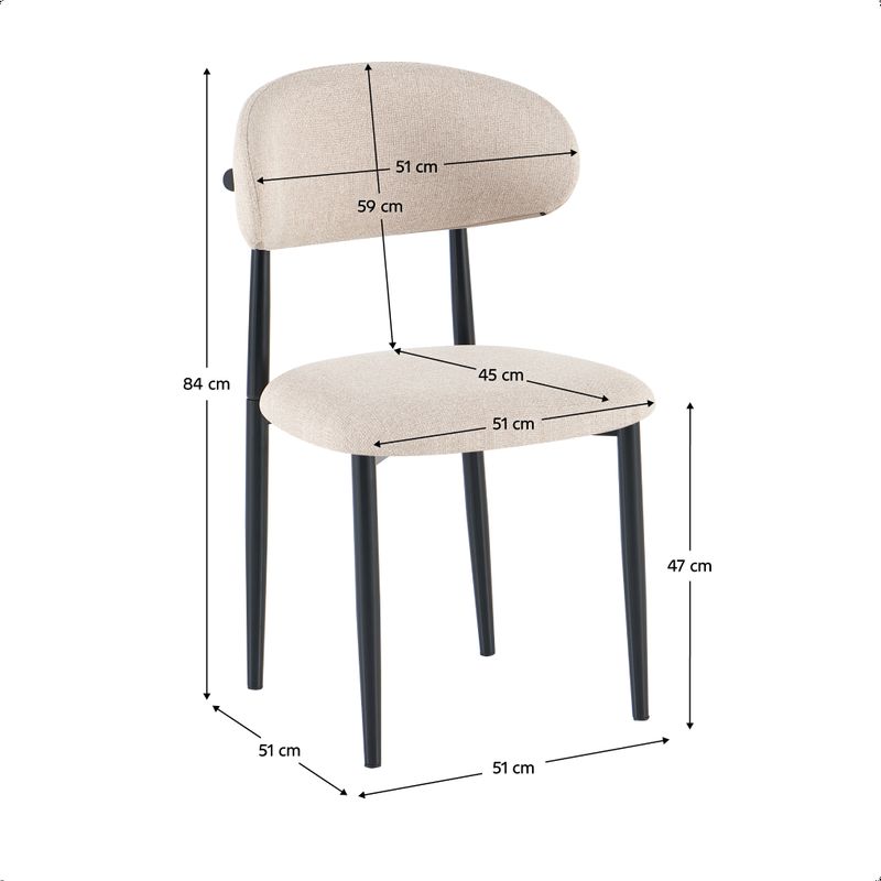 Jedálenská stolička, béžová látka, nohy kov čierny, ZAJDA TYP 1