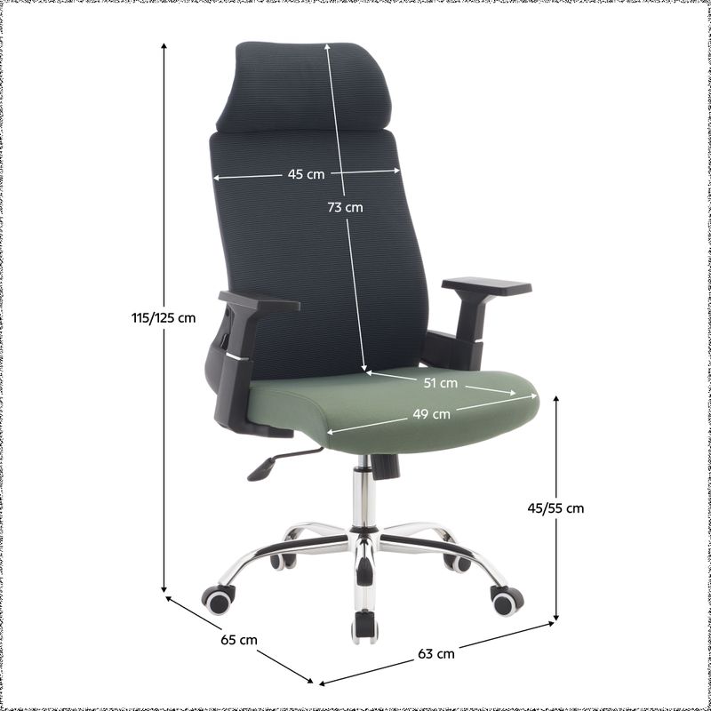 Kancelárske kreslo, zelená látka, tmavosivá sieťovina, chróm, HOLGER