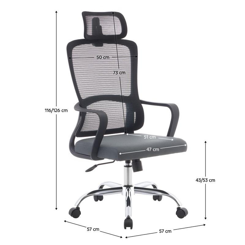 Kancelárske kreslo, sivá látka, čierna sieťovina, chróm, RANDY