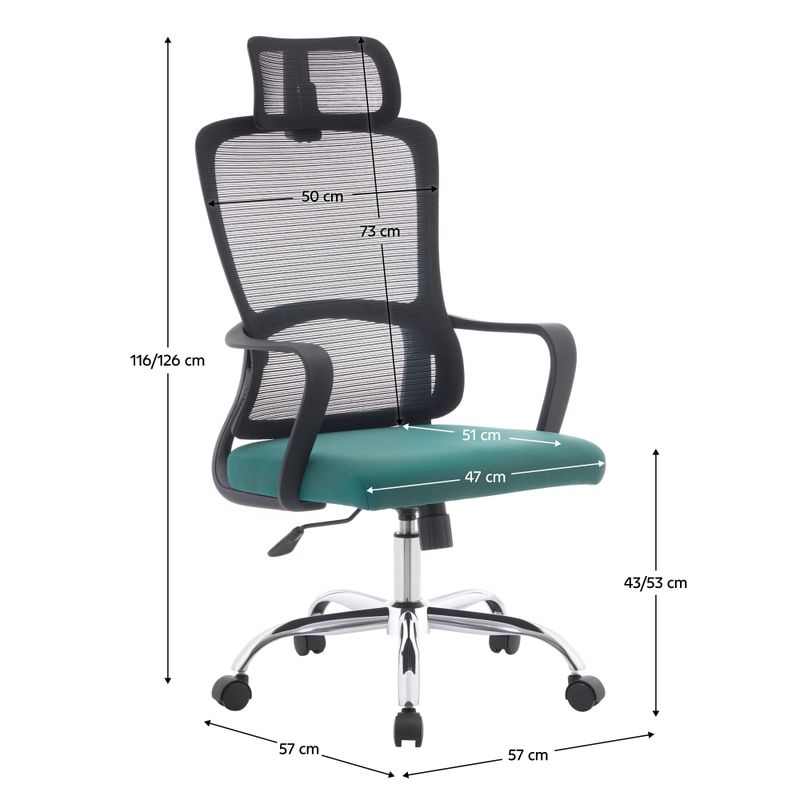 Kancelárske kreslo, zelená látka, čierna sieťovina, chróm, RANDY