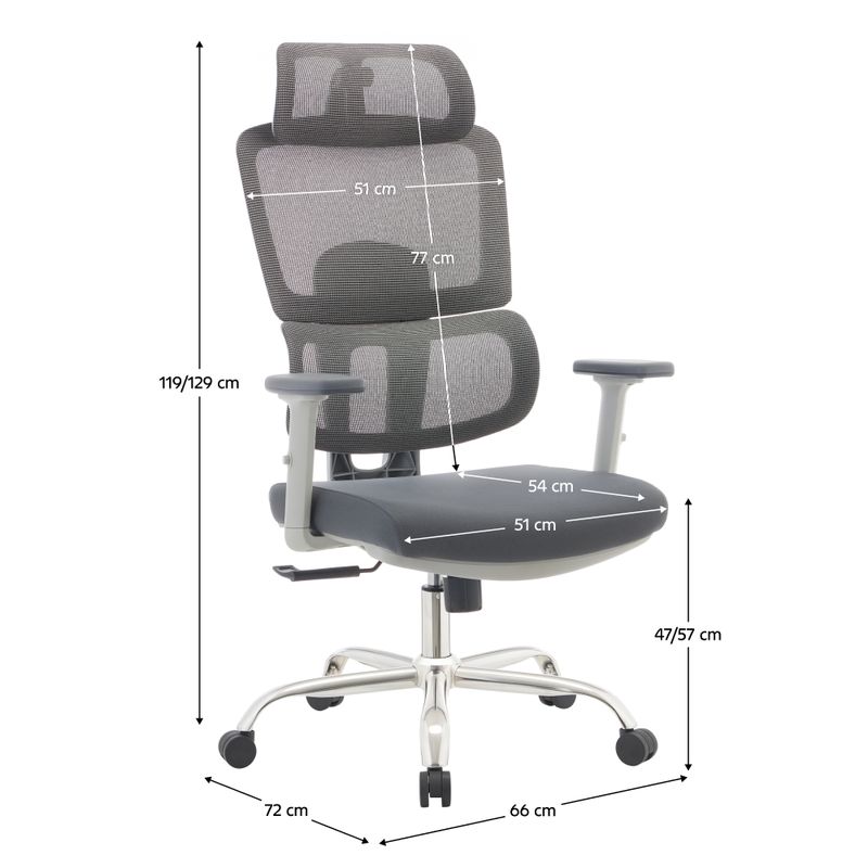 Kancelárske kreslo, sivá látka, sieťovina, chróm, BYRON
