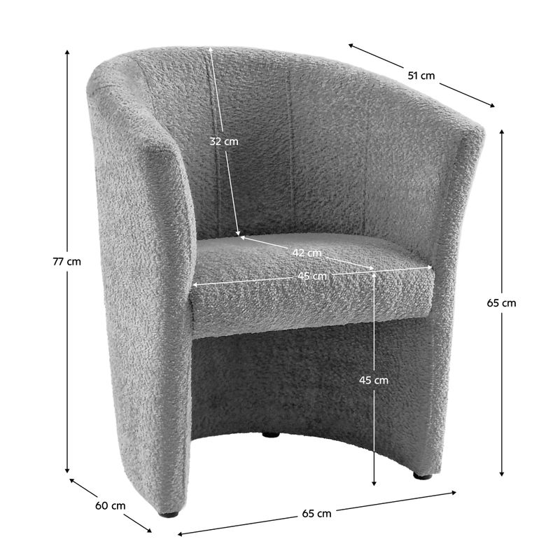 Kreslo klubové, sivá látka Coral, CUBA