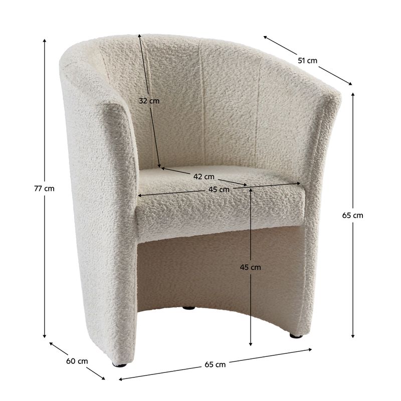 Kreslo klubové, smotanová látka Coral, CUBA