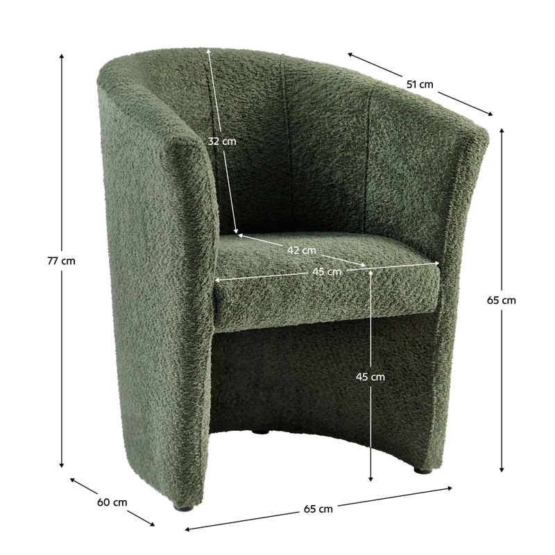 Kreslo klubové, zelená látka Coral, CUBA