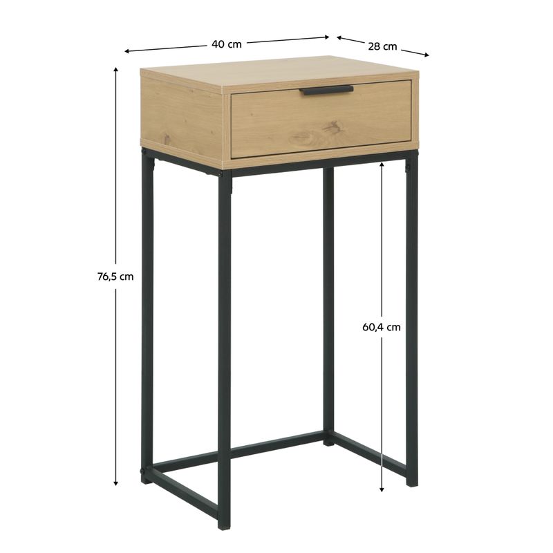 Konzolový stolík so zásuvkou, 40cm, dub, čierny, LERTOS