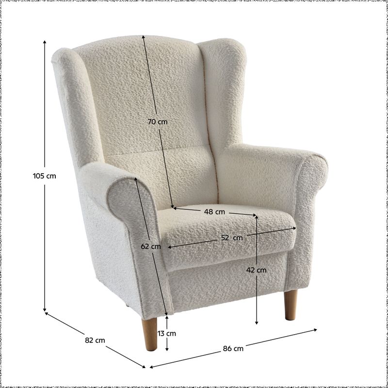 Kreslo ušiak, smotanová látka Coral, CHARLOT