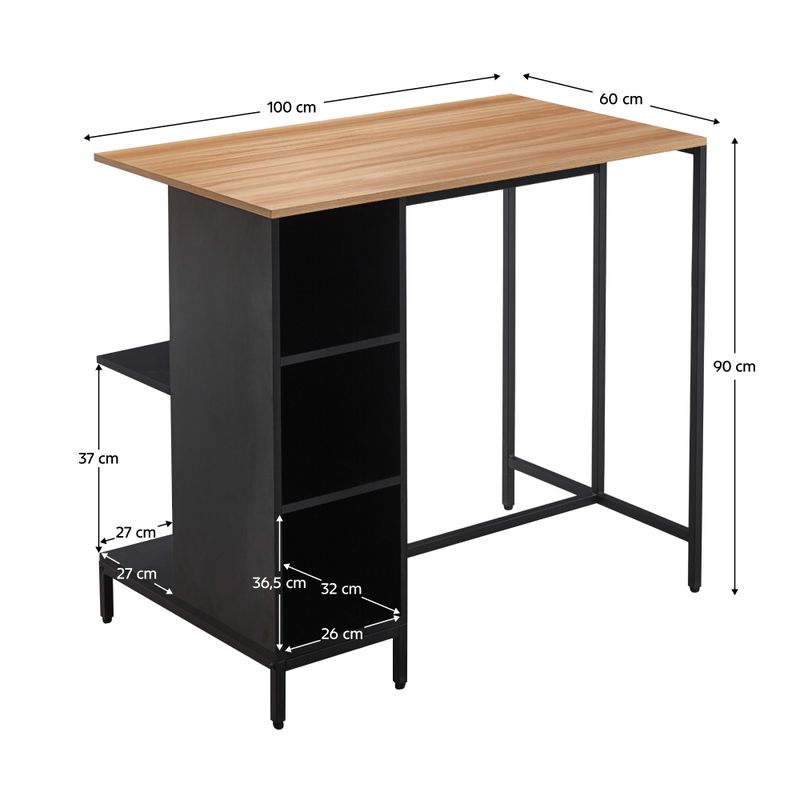 Kuchynský ostrovček, 100x60 cm, dub, čierny, FIGO