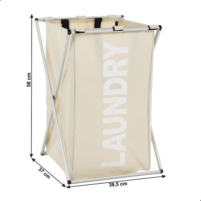 Kôš na prádlo, 35cm, látkový, sivobéžový, LAUNDRY NEW TYP 1