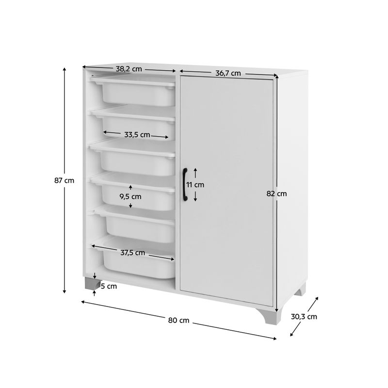Regál, skrinka s úložnými boxmi, 80cm, biela, VELTO