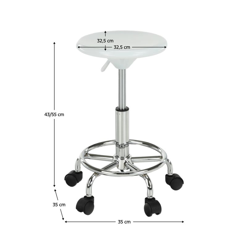 Stolička, 35cm, biela, chróm, MABEL 4 NEW