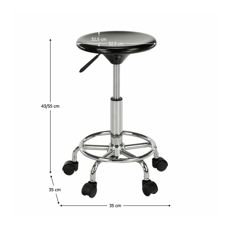 Stolička, 35cm, čierna, chróm, MABEL 4 NEW