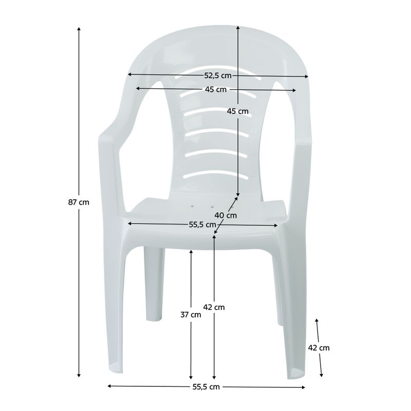 Záhradné stohovateľné kreslo, biely plast, KESIA