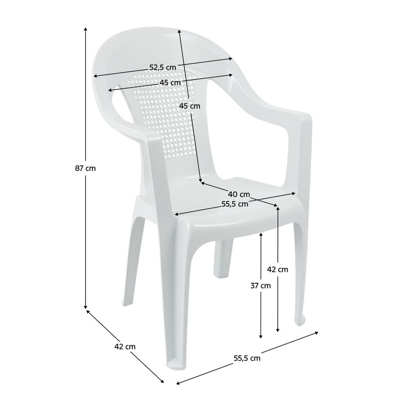 Záhradné stohovateľné kreslo, biely plast, MEDRO