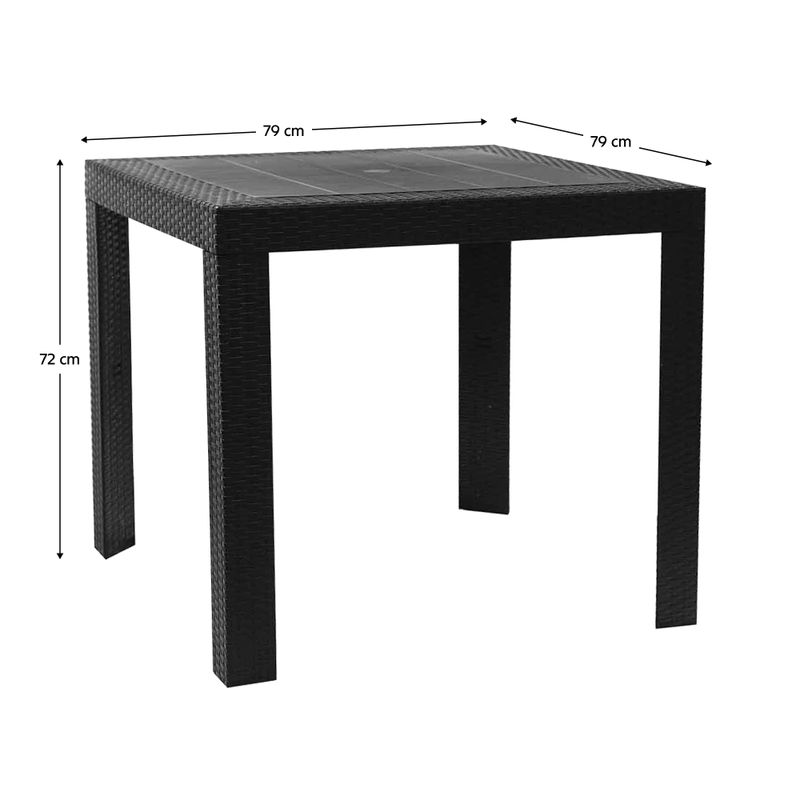 Záhradný stôl, 79x79cm, antracit, plast, KINGY NEW