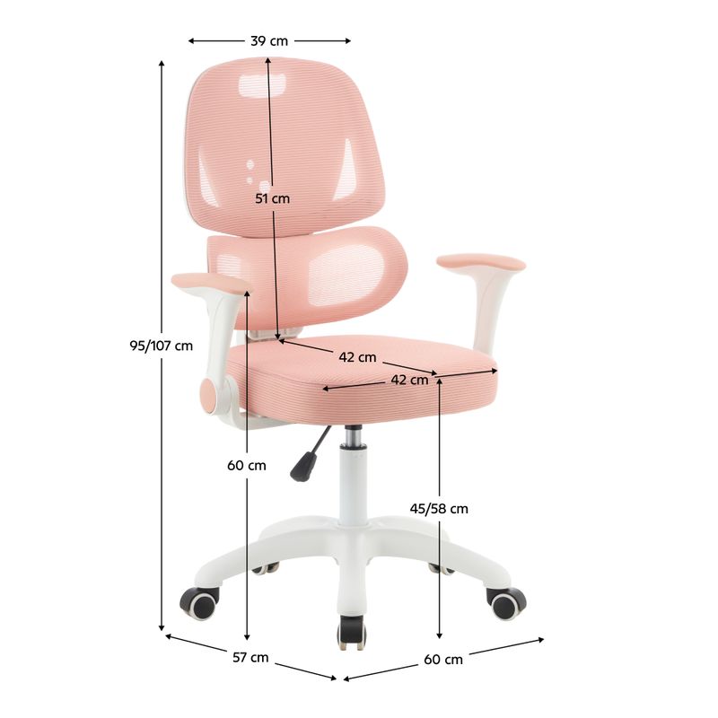 Otočná stolička, ružová sieťovina, biely plast, LISTER