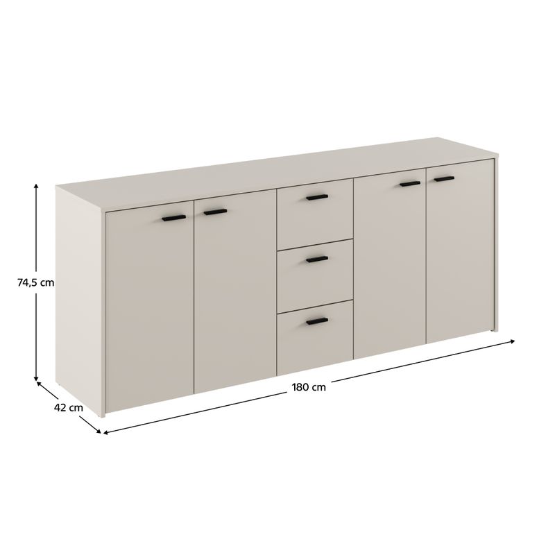 Komoda, 180cm, kombinovaná, kašmír, HUGOS 180