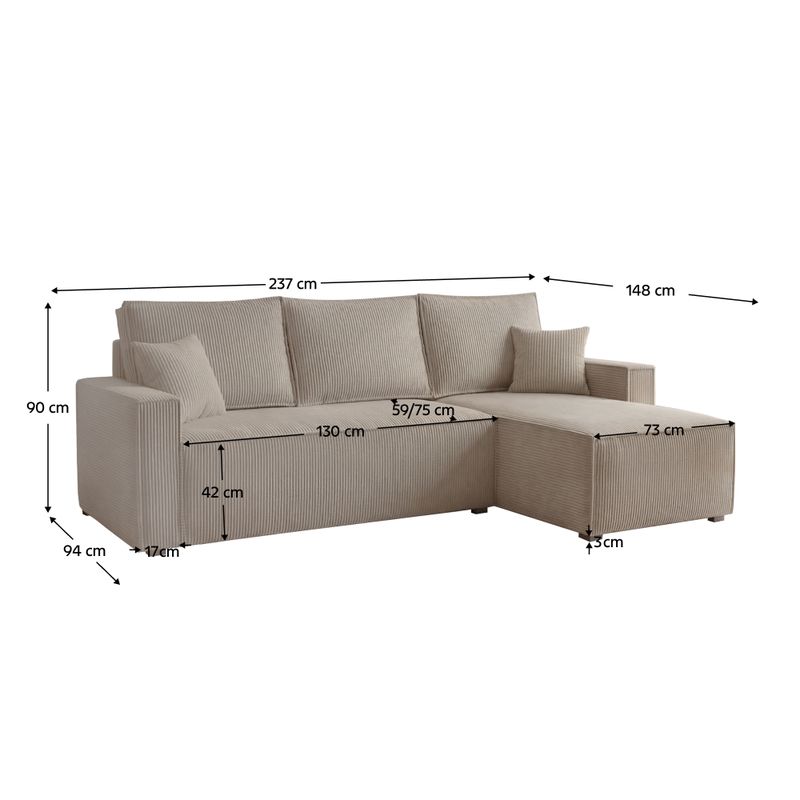 Univerzálna sedacia súprava, látka sivobéžová Taupe, APERO ROH