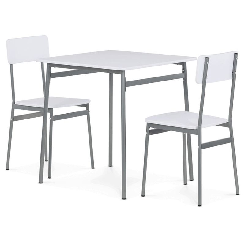 Jedálenský set s 2 stoličkami, 70x70cm, MDF biela, AUT-O2122 WT