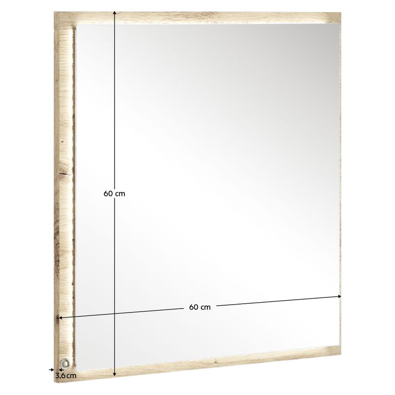 Zrkadlo s LED osvetlením, 60cm, dub artisan, COLOS 60