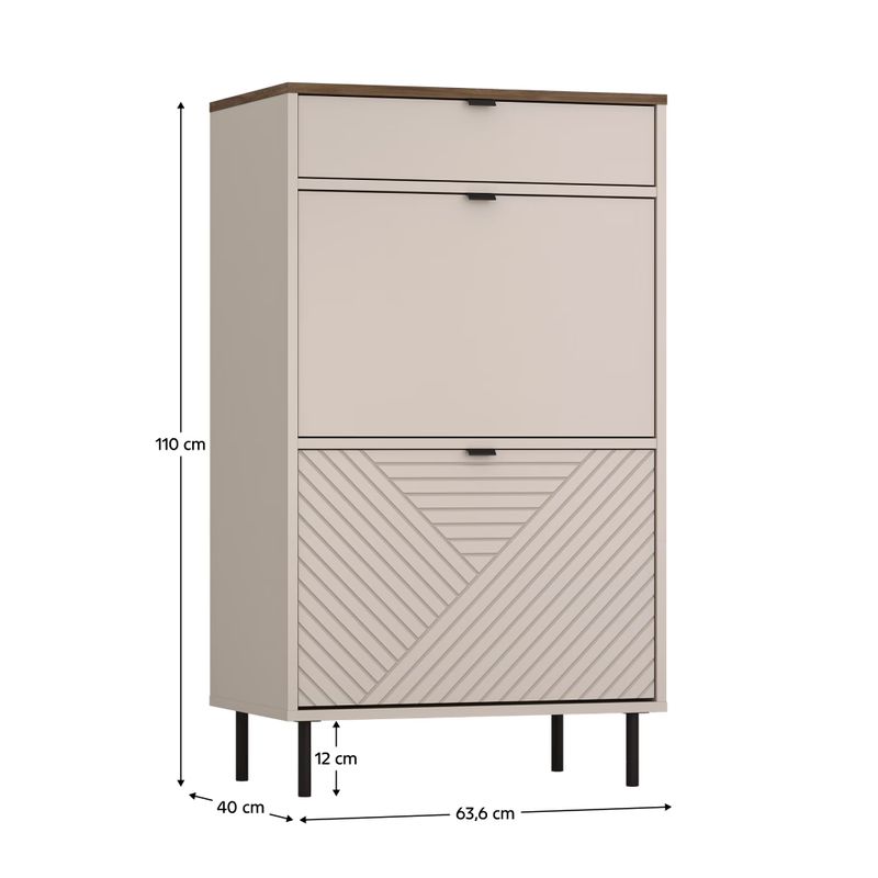 Komoda, 63cm, kombinovaná, kašmír, dub castello, EYCO 2D1S