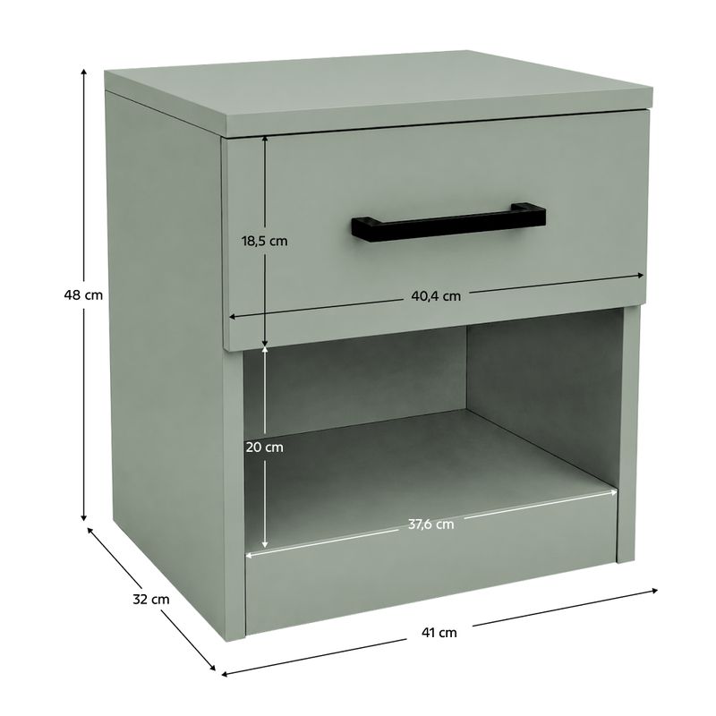 Nočný stolík, 41cm, sivozelený, ANTONY