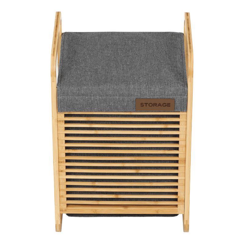 Kôš na bielizeň, polyester, bambusová konštrukcia, farba sivá