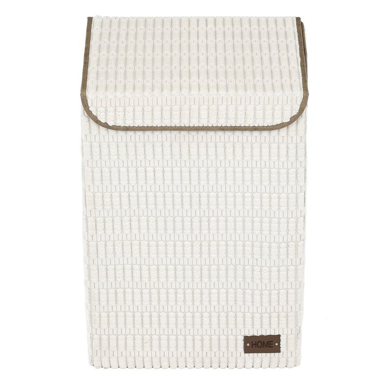 Kôš na bielizeň, polyester, papier, veko na suchý zips, farba biela