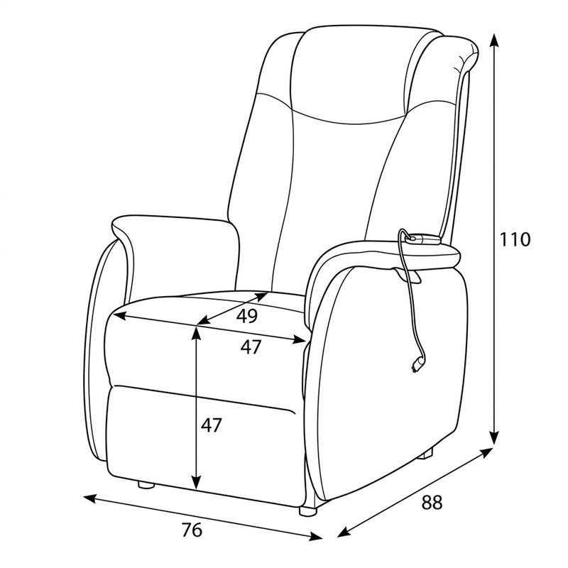 Polohovacie kreslo, elektrické káblové ovládanie, béžová, látka, TV-L8963 CRM2