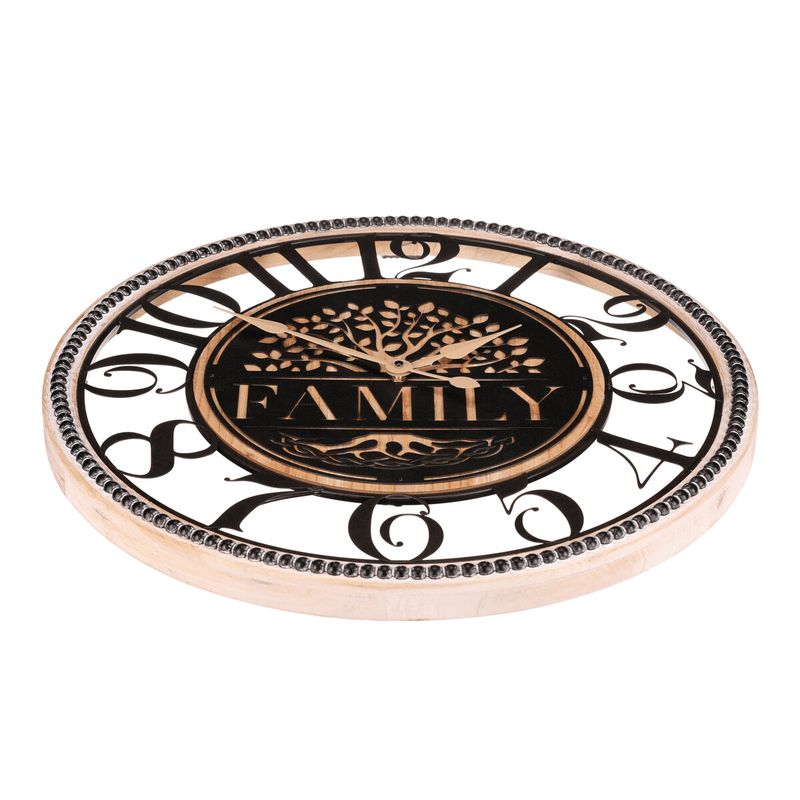 Hodiny nástenné, pr. 60 cm, drevo a kov, strom života Family, HW4001